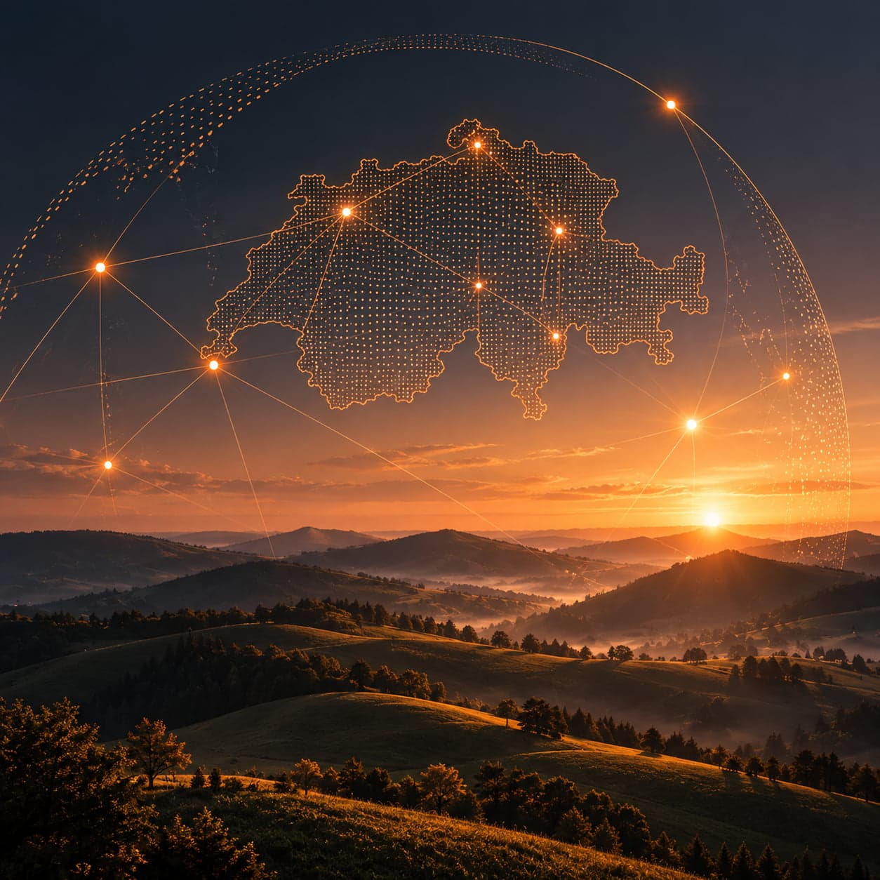 Swiss mountain connected